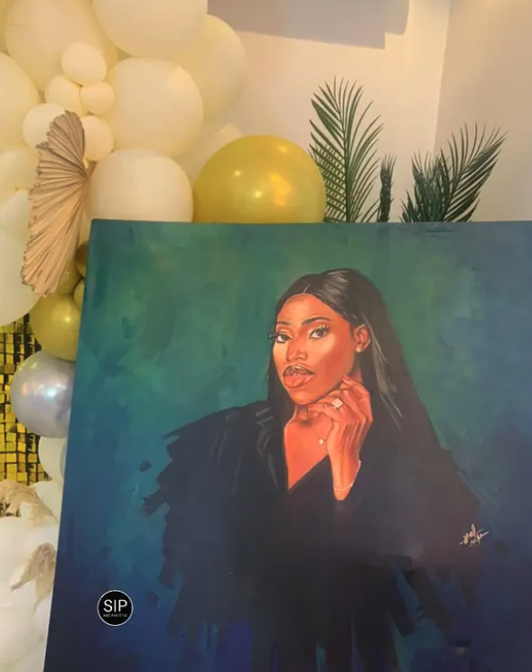 Live portrait painting created at a private celebration